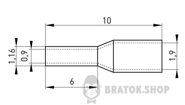 Ізольований наконечник втулковий e.terminal.stand.e0306.red 0.25 кв.мм, червоний, 100шт