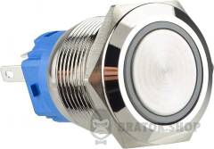 TYJ 19-271  Кнопка металева пласка з підсвічуванням, 1NO+1NC, червона  220V.