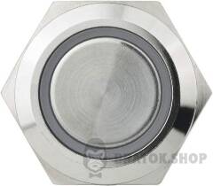 TYJ 19-271 Кнопка металлическая плоская с подсветкой, 1NO+1NC, красная 220V.