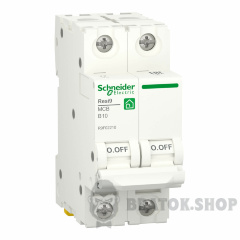 Автоматичний вимикач 2P 10A B 6кА Schneider Electric Resi9 (R9F02210)