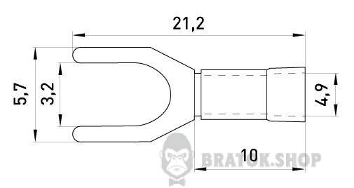 Ізольований наконечник вилковий e.terminal.stand.sv.2.3,2.black 1.5-2.5 кв.мм, чорний, 100шт