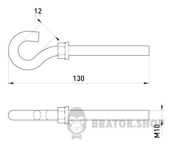 Анкерный крюк e.anchor.hook.pro.M10.12.130, М10, 12х130мм p037011 в Киеве