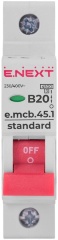 Модульний автоматичний вимикач e.mcb.stand.45.1.B20, 1р, 20А, В, 4,5 кА