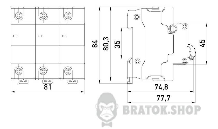 Модульний автоматичний вимикач e.mcb.stand.100.3.C75, 3р, 75А, C, 10кА в Сумах
