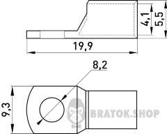 Мідний луджений кабельний наконечник e.end.stand.c.6, D8.2