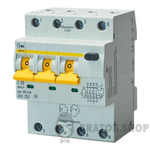 Диф автомат 4P 32A С 30мА УЭК АВДТ34 (MAD22-6-032-C-30-U) в Сумах