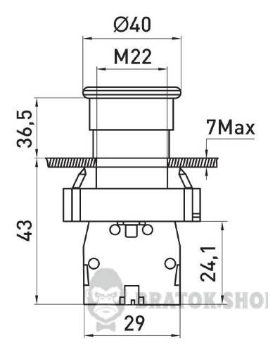 Кнопка "грибок" з фіксацією e.mb.bt42 червоний, 1NC
