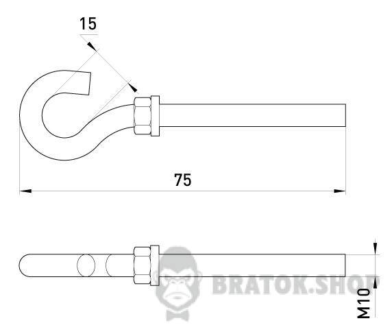 Анкерный усиленный крюк e.anchor.hook.pro.M10.15.75.a, М10, 15х75мм p037012 в Киеве