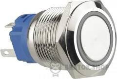TYJ 19-271 Кнопка металева пласка з підсвічуванням, 1NO+1NC, зелена 24V.