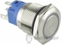 TYJ 19-271 Кнопка металева пласка з підсвічуванням, 1NO+1NC, зелена 24V.