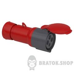 Кабельна розетка PratiKa, пряма, 32 A, 3P + E, 380-415 B AC, IP44