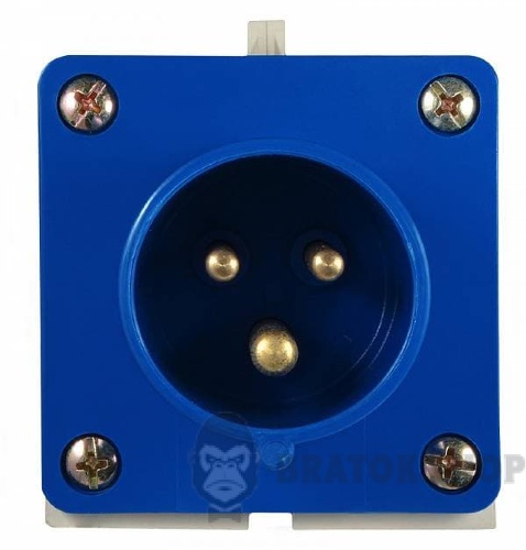 Вилка силовая стационарная ВС 16A/3 220V 2P+PE (513) АСКО-Укрем A0080060001 синий