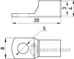 Мідний луджений кабельний наконечник e.end.stand.c.2.5, D5.2