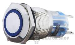 TYJ 19-271  Кнопка металева пласка з підсвічуванням, 1NO+1NC, синя 24V.