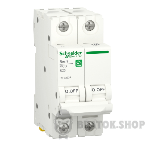 Автоматичний вимикач 2P 25A B 6кА Schneider Electric Resi9 (R9F02225)