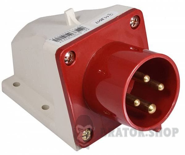 Вилка силовая стационарная ВС 16A/4 400V 3P+PE (514) АСКО-Укрем A0080060002 красный