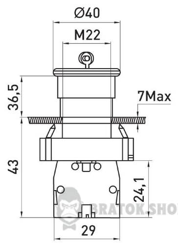 Кнопка "грибок" з ключем поворотна e.mb.bs142 червоний, 1NC