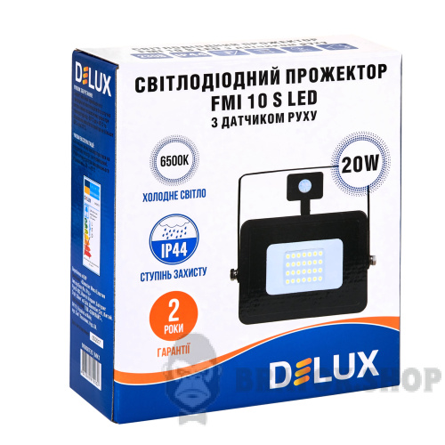 Прожектор світлодіодний LED 20 Вт 6500K IP44 DELUX FMI 10 S з датч. руху