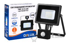 Прожектор светодиодный LED 20 Вт 6500K IP44 DELUX FMI 10 S с датч. движения