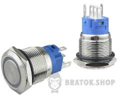 TYJ 19-271 Кнопка металева пласка з підсвічуванням, 1NO+1NC, червона 24V.