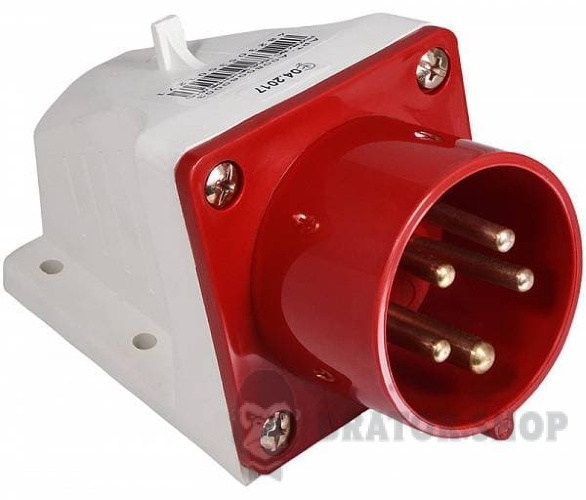 Вилка силовая стационарная ВС 16A/5 400V 3P+N+PE (515) АСКО-Укрем A0080060003 красный в Сумах