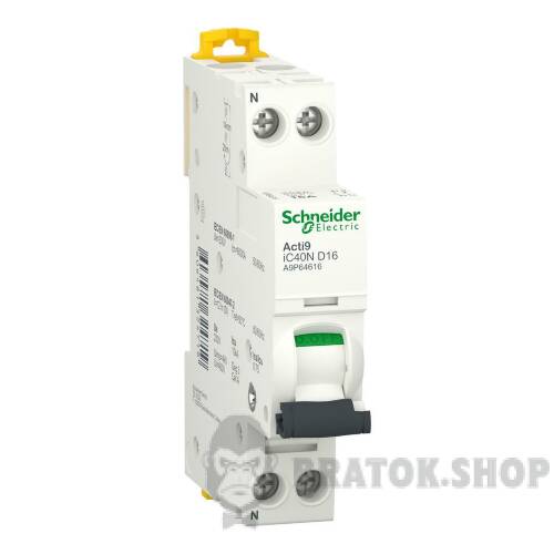 Автоматичний вимикач Acti9 iC40N, 1P+N, 16 A, крива D, 6000 A A9P64616 в Киеве