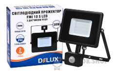 Прожектор светодиодный LED 30 Вт 6500K IP44 DELUX FMI 10 S с датч. движения