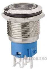 TYJ 19-271 Кнопка металева пласка з підсвічуванням, 1NO+1NC, червона 12V.