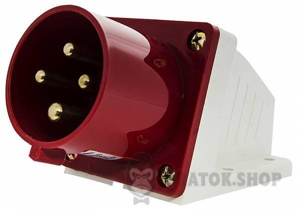 Вилка силовая стационарная ВС 32A/4 400V 3P+PE (524) АСКО-Укрем A0080060005 красный