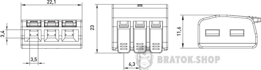 Клемна колодка e.lc.pro.wa.pl.3 з натискним важелем p0660302