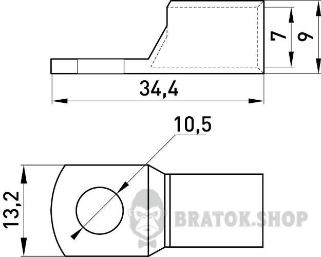 Мідний луджений кабельний наконечник e.end.stand.c.25, D10.5 s19021 у Києві