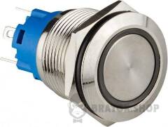 TYJ 19-271 Кнопка металева пласка з підсвічуванням, 1NO+1NC, зелена 12V.