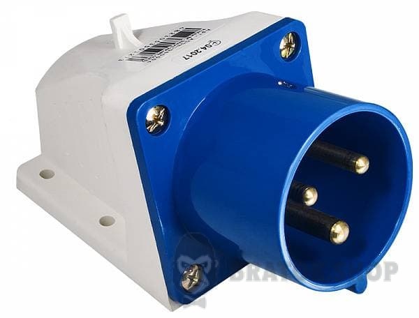Вилка силовая стационарная ВС 32A/3 220V 2P+PE (523) АСКО-Укрем A0080060004 синий