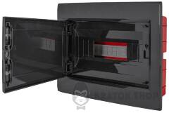 Корпус пластиковый на 12 модулей e.plbox.pro.w.12b.black встроенный, черный с непрозрачной дверцей IP40