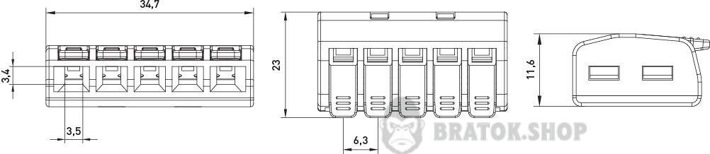 Клемна колодка e.lc.pro.wa.pl.5 з натискним важелем p0660303