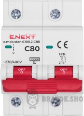Модульний автоматичний вимикач e.mcb.stand.100.2.C80, 2р, 80А, C, 10кА