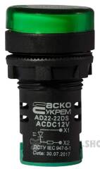 Сигнальна арматура AD22-22DS зелена 12V АC/DC