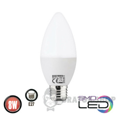 Лампа светодиодная LED E27 C37 8W 3000K Horoz Electric ULTRA (001-003-0008-051)