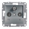 Розетка TV + R + SAT кінцева 1 дБ Schneider Electric Asfora сталь EPH3500162