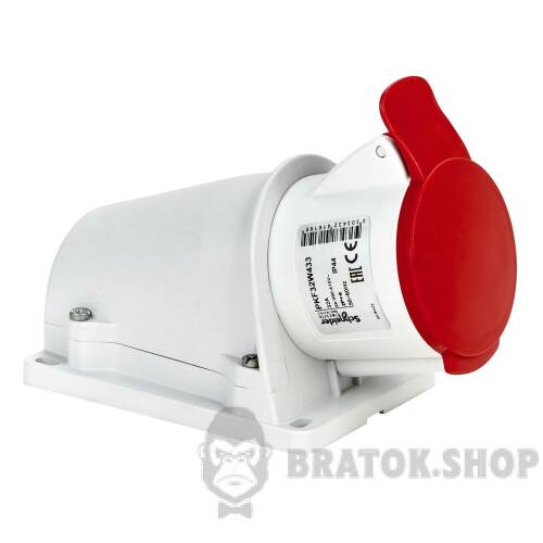 Розетка PratiKa, кутова, настінна, 32A, 2P + E, 380-415 B AC, з'єднання гвинтами PKF32W433 у Києві