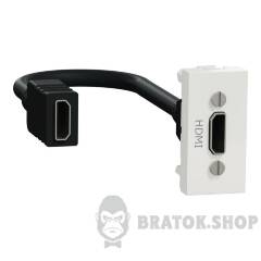 Розетка HDMI, 1 модуль білий