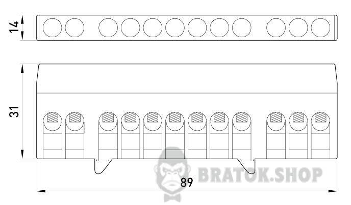 Шина нульова e.bsi.pro.1.12 на DIN-рейку в ізольованому корпусі зелена p0650015 у Києві