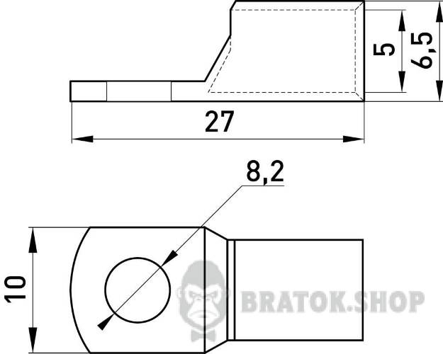 Медный луженый кабельный наконечник e.end.stand.c.10, D8.2 s19018 в Киеве