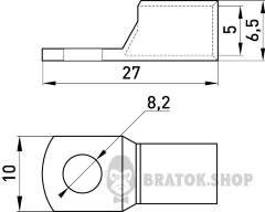 Мідний луджений кабельний наконечник e.end.stand.c.10, D8.2