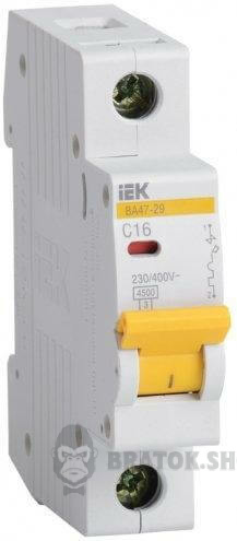 Автоматичний вимикач 1P 40A C 4.5кА IEK / УЕК ВА47-29 MVA20-1-040-C