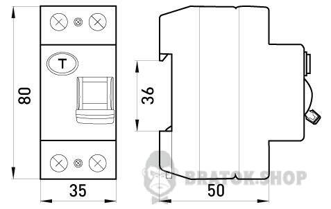 Вимикач диференційного струму e.industrial.rccb.2.40.30, 2р, 40А, 30мА i0220002