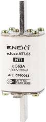 Предохранитель плавкий e.fuse.NT1.63, габарит 1, 63А.