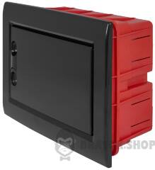 Корпус пластиковый на 8 модулей e.plbox.pro.w.08b.black встроенный, черный с непрозрачной дверцей IP40
