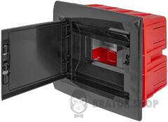 Корпус пластиковый на 8 модулей e.plbox.pro.w.08b.black встроенный, черный с непрозрачной дверцей IP40