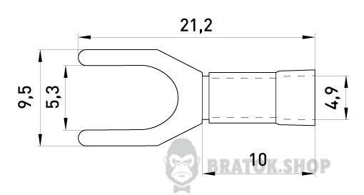 Ізольований наконечник вилковий e.terminal.stand.sv.2.5.blue 1.5-2.5 кв.мм, синій, 100шт